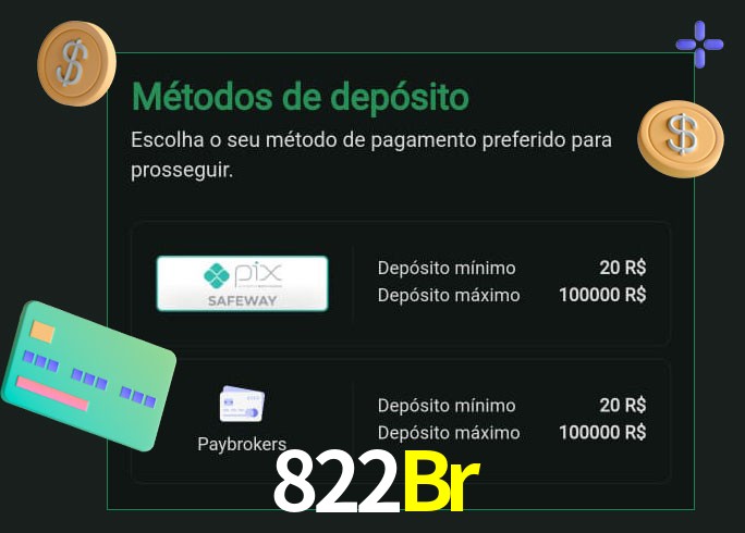 O cassino 822Br oferece uma grande variedade de métodos de pagamento